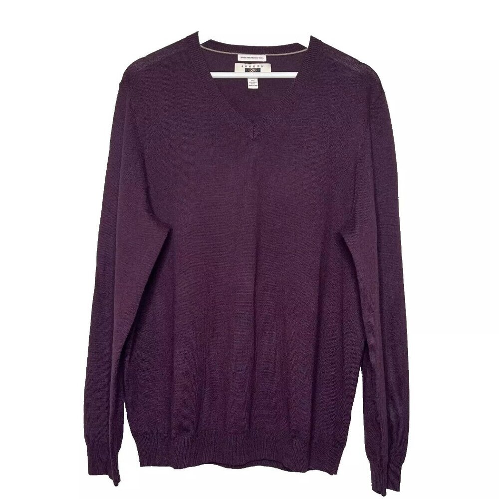 Joseph Abboud Mens Sweater XL Fine Merino Wool Pullover Plum Maroon Transitional